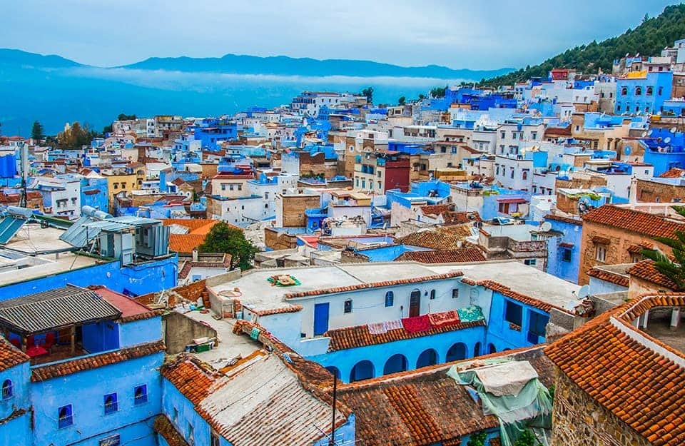 Visuale dall'alto sulla cittadina marocchina di Chefchaouen
