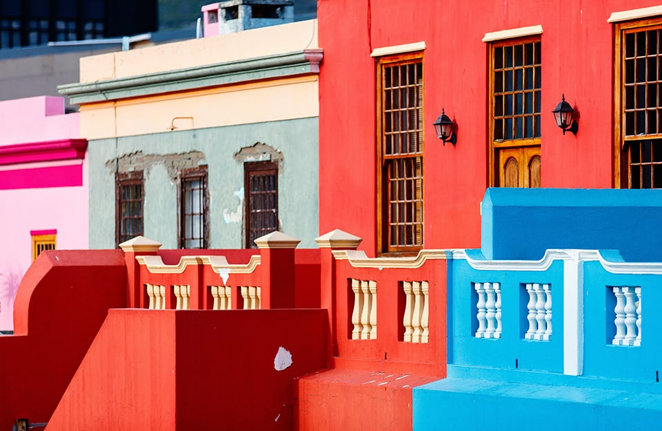 Alcune delle coloratissime case del quartiere Bo-Kaap di Città del Capo, in Sudafrica