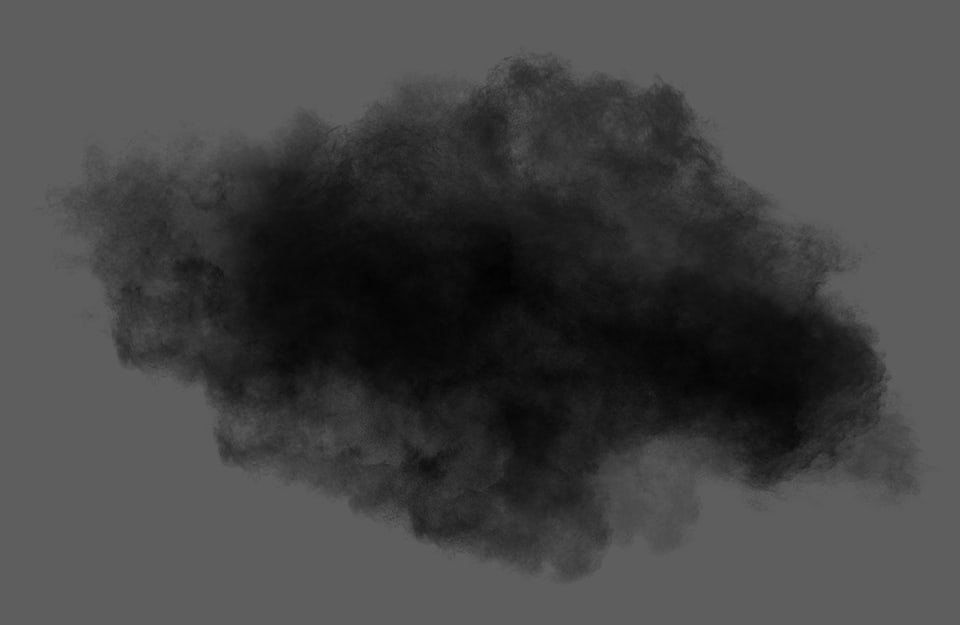 Una nuvola di fumo nero su sfondo grigio