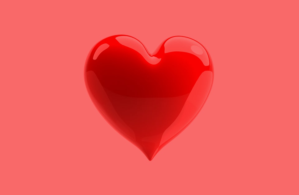 Un cuore rosso su sfondo rosso