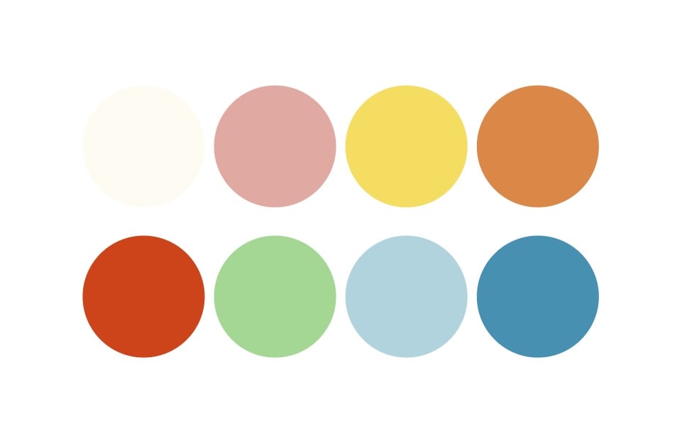 Palette cromatica ispirata ai colori della case del quartiere Nyhavn di Copenhagen