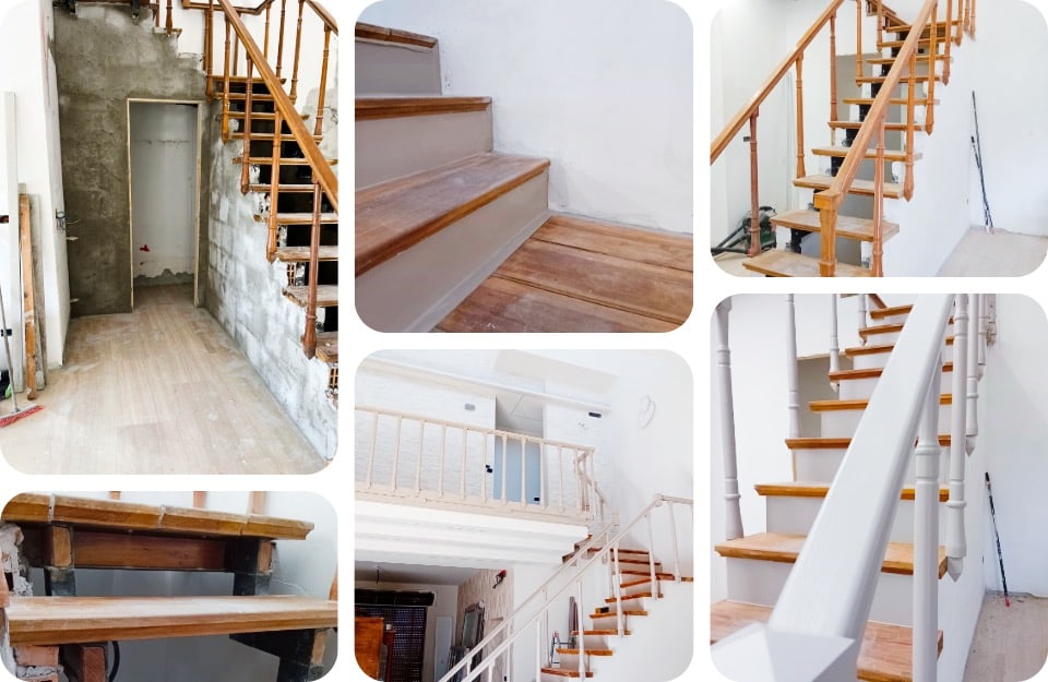 Il prima e il dopo del restyling della scala di una villa, ad opera dei decoratori Martina Rossano e Luca Annibaldi, ambassador Rio Verde