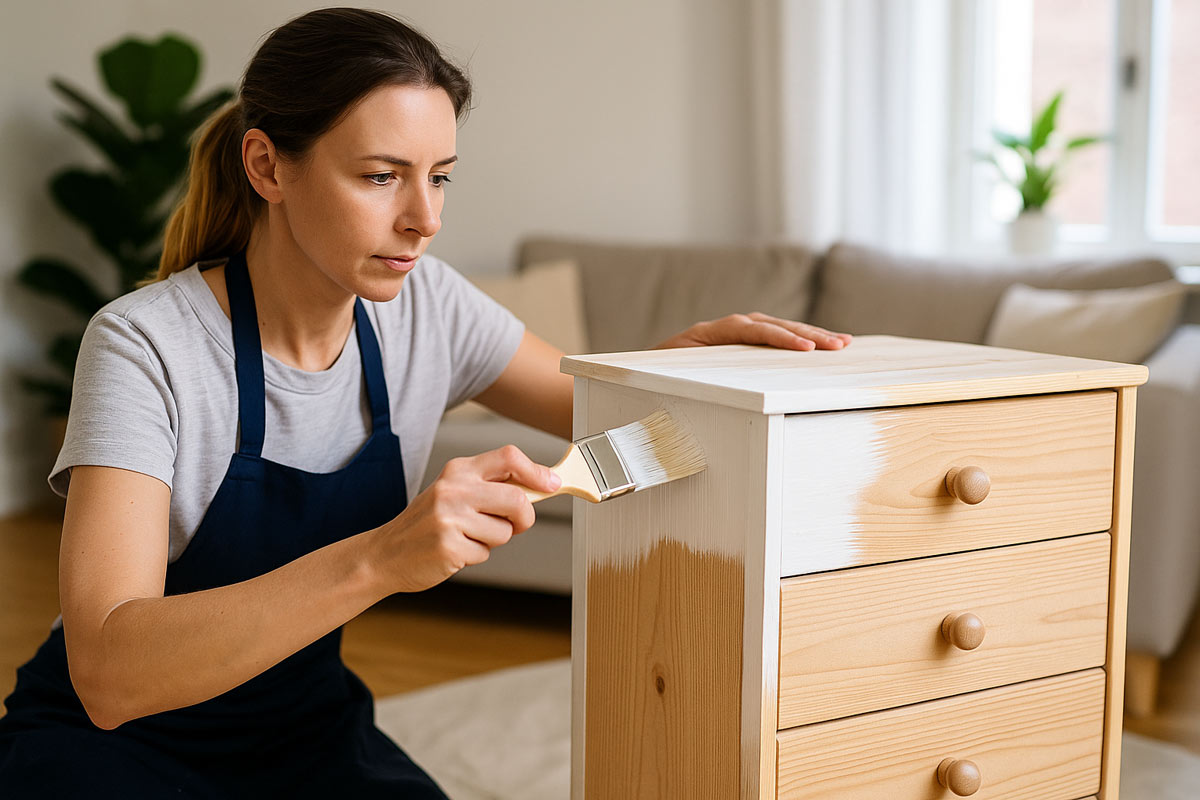 Applicazione veloce di vernice su superficie in legno