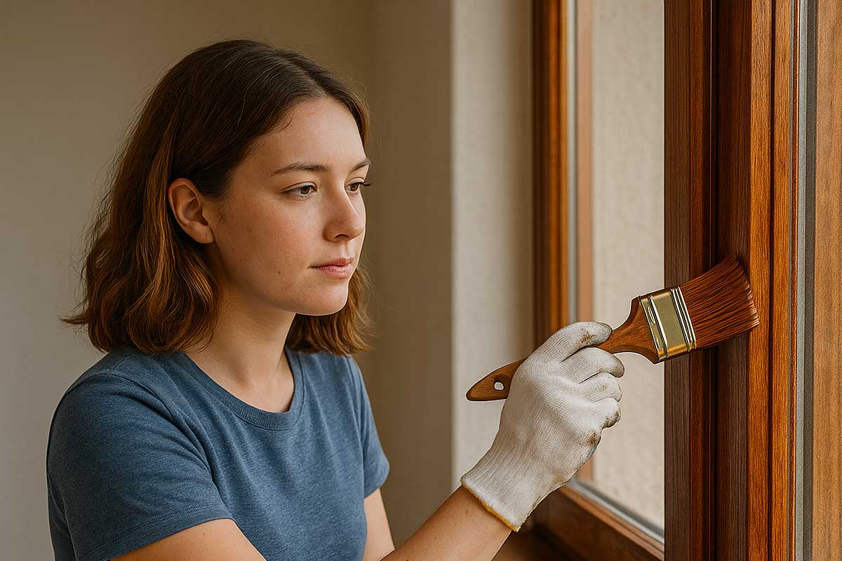 Verniciatura di infisso in legno