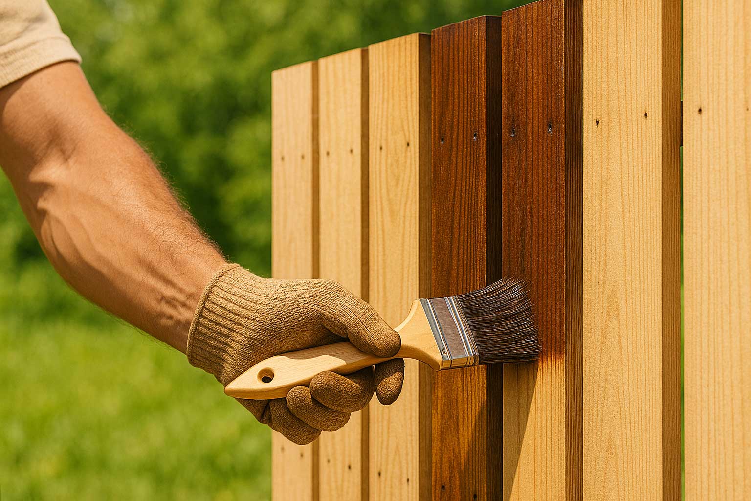 Applicazione impregnante su staccionata