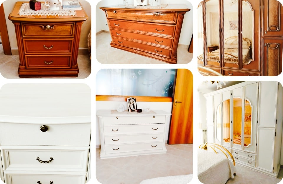 Il prima e il dopo del restyling di una camera da letto anni '90, realizzato dalla decoratrice Paola Turtoro con i prodotti Rio Verde