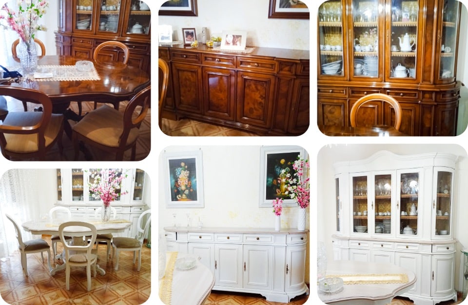 Il prima e il dopo di un restyling di un salotto anni '90, realizzato dalla decoratrice Paola Turtoro con i prodotti Rio Verde