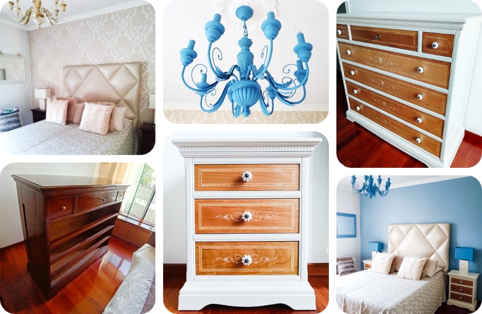 Il prima e il dopo di un restyling di una camera da letto, realizzato dalla decoratrice Magdalena Chudecka con i prodotti Rio Verde